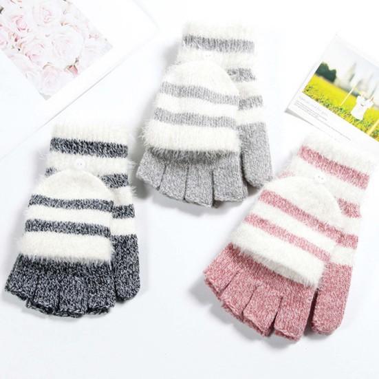 1 para rękawic zimowych o delikatnej teksturze, wygodne, utrzymujące ciepło, zimowe rękawice bez palców z odpinanymi palcami do szkoły