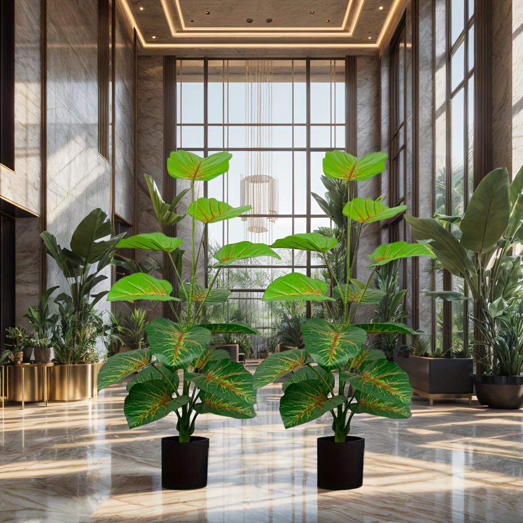 43" Artificial Palm Tree With 15 Green Leaves - Outdoor UV Resistant Artificial Plant For Various Room Types, Does Not Include Pot