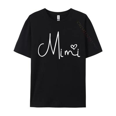 Mimi Heart Grandma Christmas Mother Is Day TShirt Unisex Clothing TShirt Combed Cotton Funny Clothing Shirt Round Collar