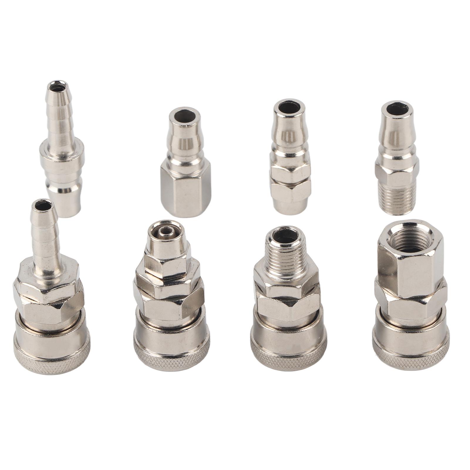 

8Pcs 14 Pneumatic Quick Fittings Release Plug Socket Connector Set for Air Compressor Hose