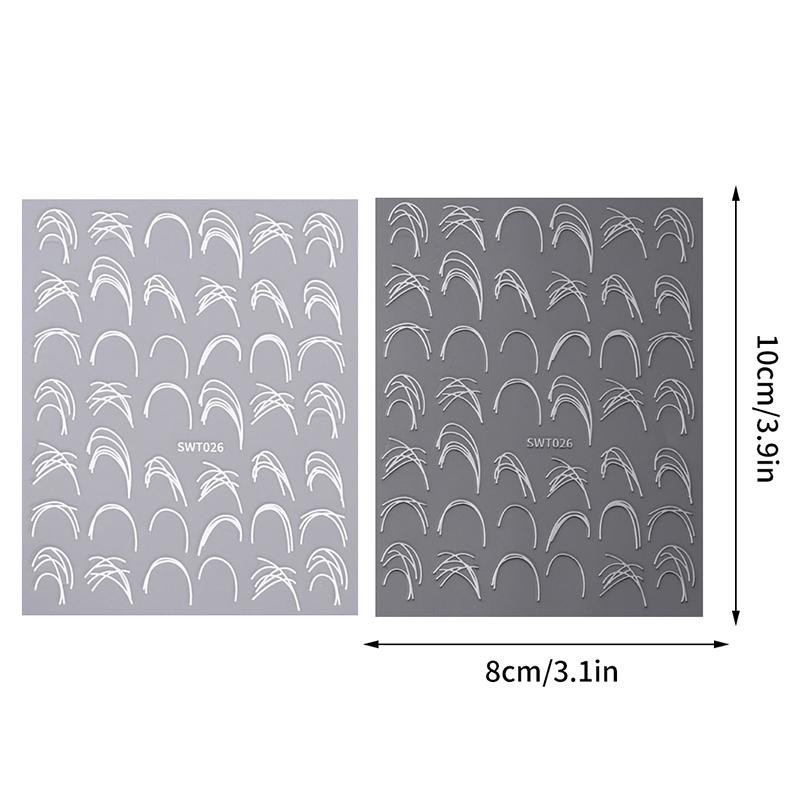 Fashion French 3D Simplified Line Nail Art Stickers Irregular Line Press On Nails Decals Manicure Decorations Diy