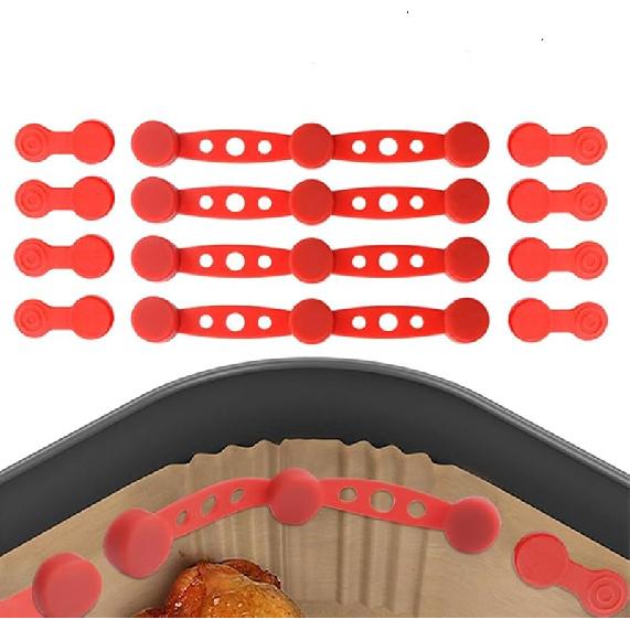 3 Pack Air Fryer Magnet Silicone Buckle for Fixing Air Fryer Parchment Liner High Temperature Resistant Silicone Fixing Buckle(Red) серый
