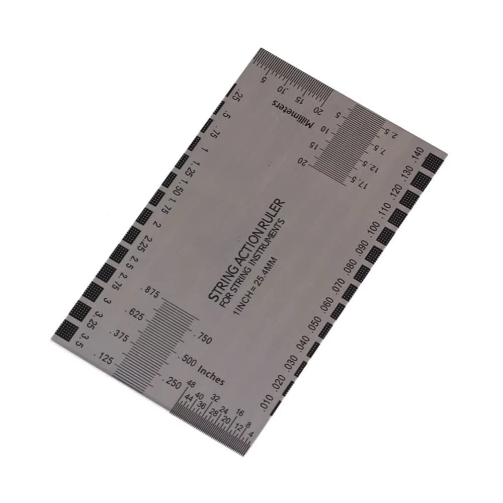 YFFSFDC String Action Ruler String Fret Saddle Nut Height Adjustment Guitar String Height Measuring Ruler Guitar has a guide installed.