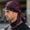 Chapéu Turban com Tiras Longas Ajustáveis Padrão Clássico de Castanha Tecido Macio Respirável Absorvente de Suor Chapéu Lenço de Cabeça