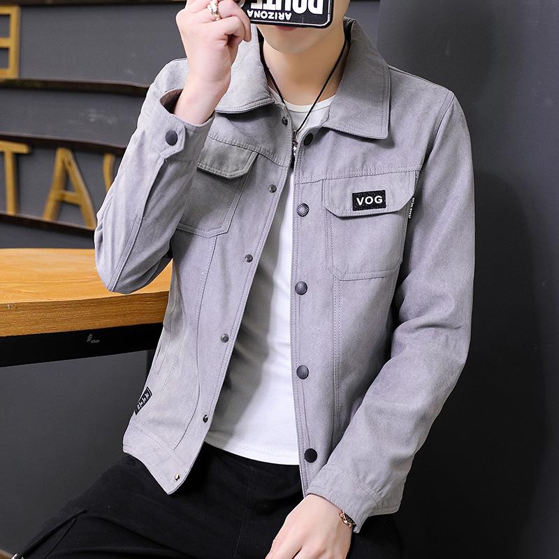 Moda de Primavera y Otoño Chaqueta de Ante Chaqueta de Hombre Casual Versátil Ropa de Trabajo Chaqueta Camisa de Manga Larga