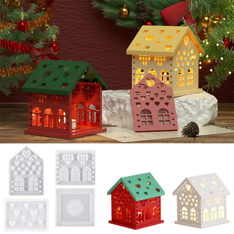 Silicone Molds Christmas House Candle Molds Casting Molds Handmade Craft Supplies Plaster Molds for Candle Making