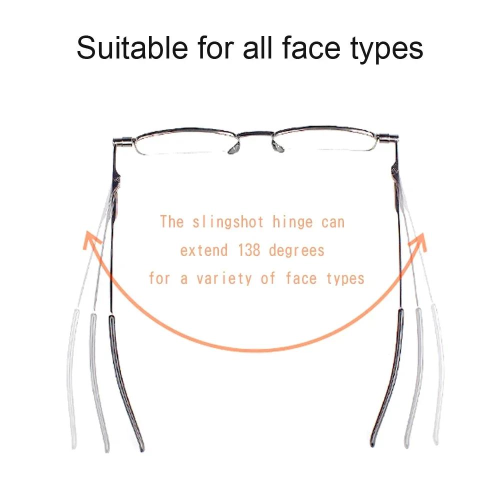 Reading Glasses for Men Presbyopic Glasses Women Metallic with Folding Portable Rectangle Metal Case High Quality with Case