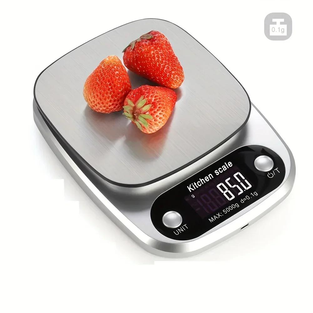 Digital Kitchen Scale High Precision Accuracy, Compact Food Scale with LCD Display for Baking Cooking, серебряный
