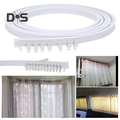 1 Set Curtain Track Accessories 1/3/5m Ceiling Curtain Track Bendable Smooth Sliding Room Divider Curtain Track System for RV Bay Window Shower Easy