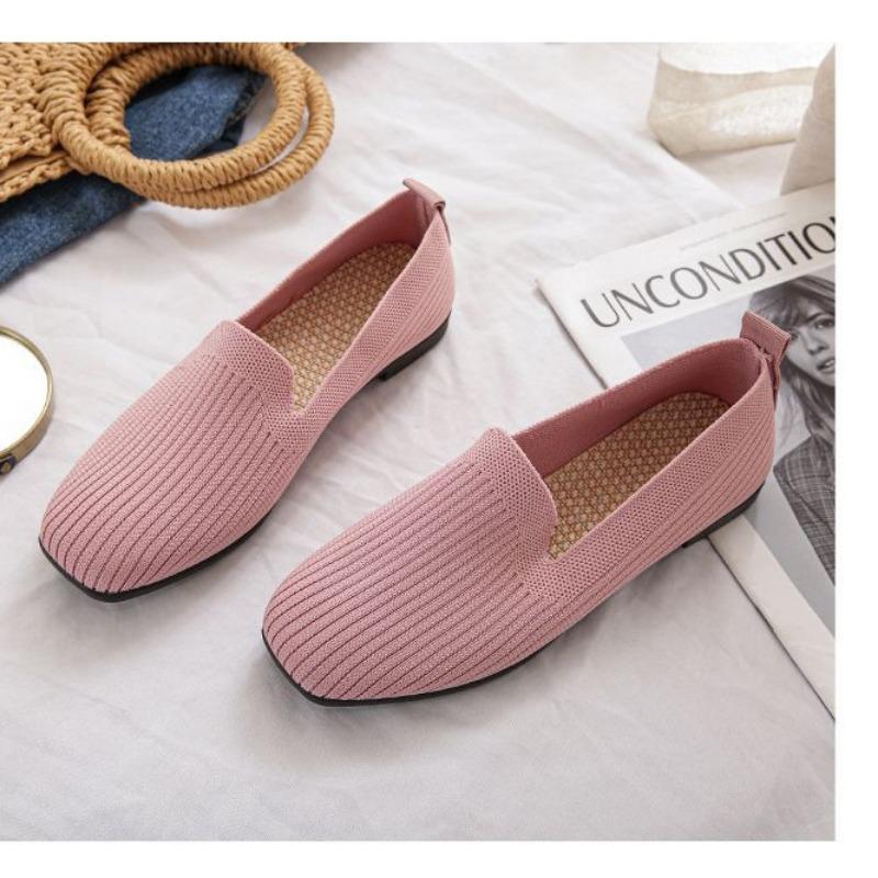 

Осень Новые Туфли на Плоской Подошве Одинарные Большие Повседневные Однотонные С Мелким Вырезом Женские Туфли-Балетки 41 розовый