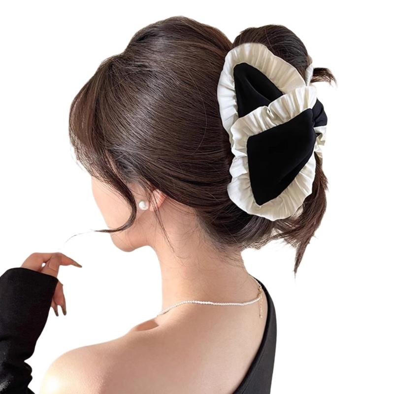 Large Fabric Bowknot Hair Clip For Women Everyday Hair Styling Comfortable Ponytail Holder for Formal Event Casual Wear