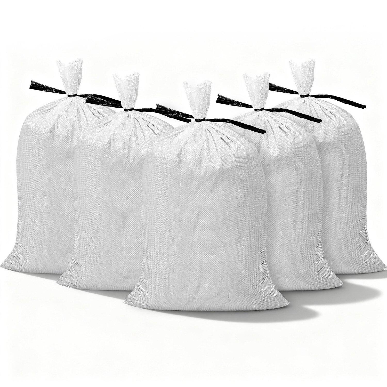 Sacs de Sable Vides, 200 Paquets 40 x 66 cm, Sacs de Sable Robustes avec Liens, Sacs de Sable en Polypropylène Tissé Capacité 22,6 kg, Résistants à la Déchirure &