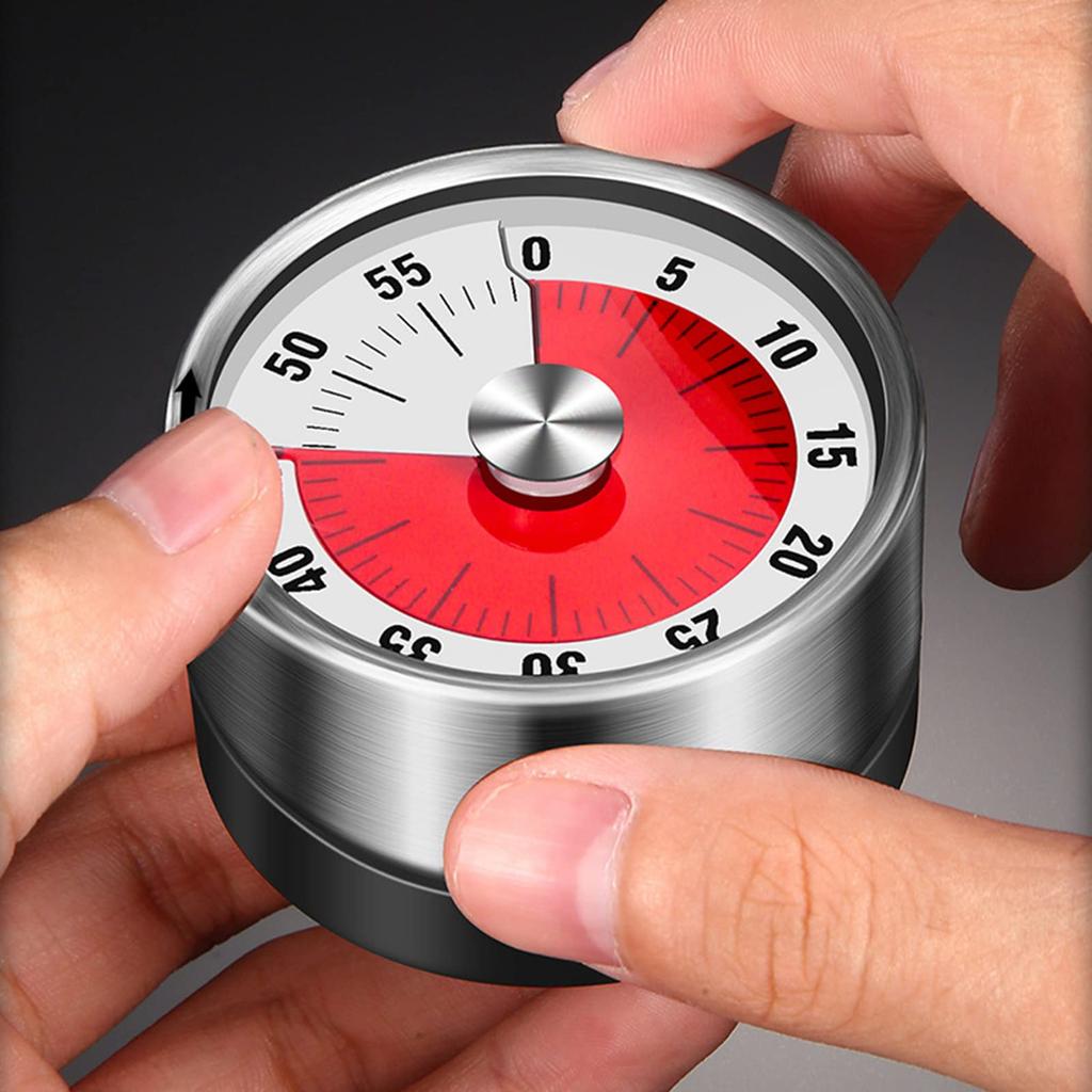 Kitchen Timer, 60-Minute Countdown, MechanicalMagnetic Timer Not Required, Stainless Steel, Countdown Timer for School, Classroom, Education,