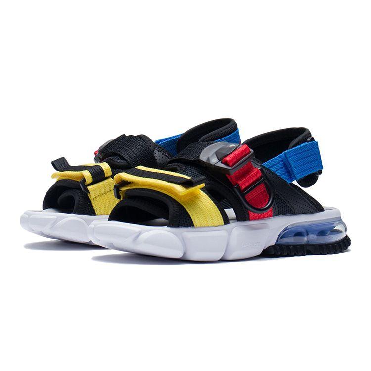 Li Ning Genç Günlük Spor Şok Emici Sandaletler Çocuk Sandaletleri Siyah Sarı Mavi YKUS002-5