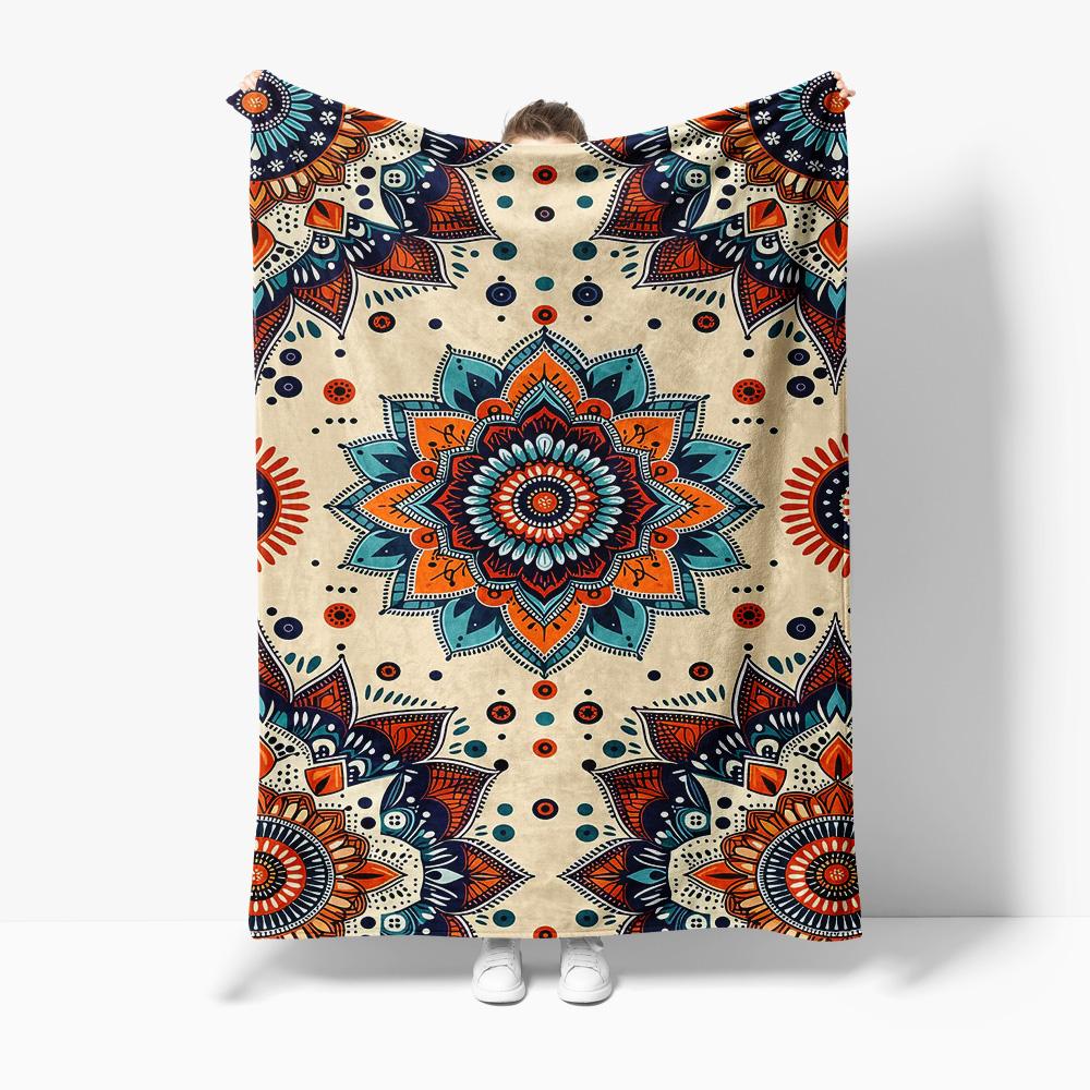 

Bohemian Mandala Blanket Floral Print Throw Blanket Decorative Sofa Cover Bedspread Home Decor Festival Gift 130x150cm51x59in