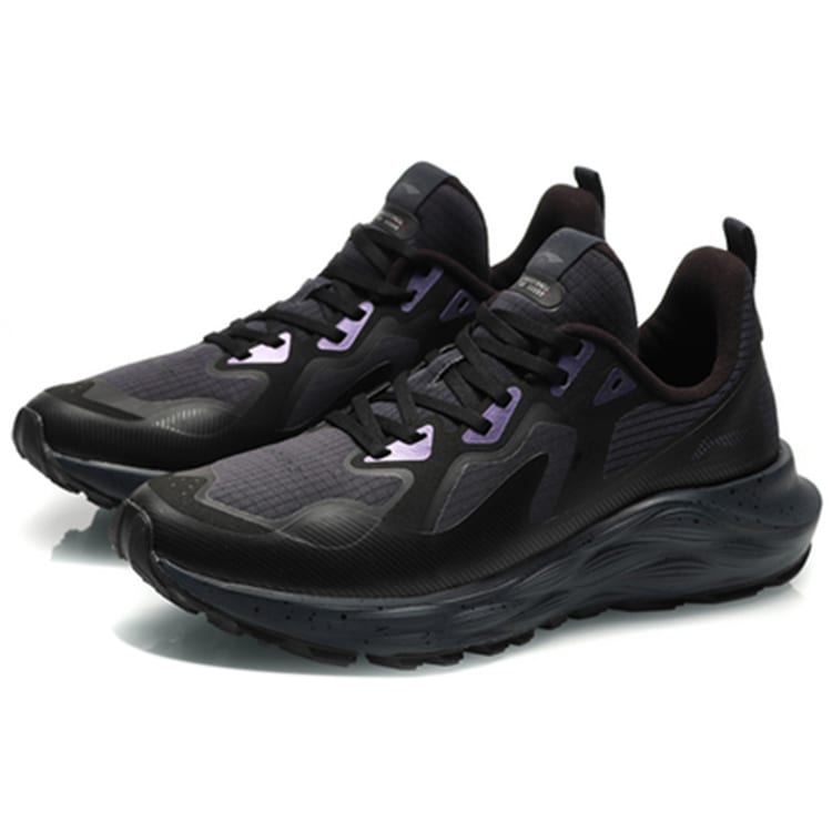 Li Ning Cloud Shield Cushioning Slip Resistant Abrasion Resistant Low Top Running Shoes Men's Black ARHQ143-2