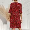 Women's Fashion V-neck Half Sleeve Sexy Leopard Print Dress