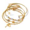 Elegant vintage-style pearl open bracelet4New European and American style key lock metal bracelet set for women