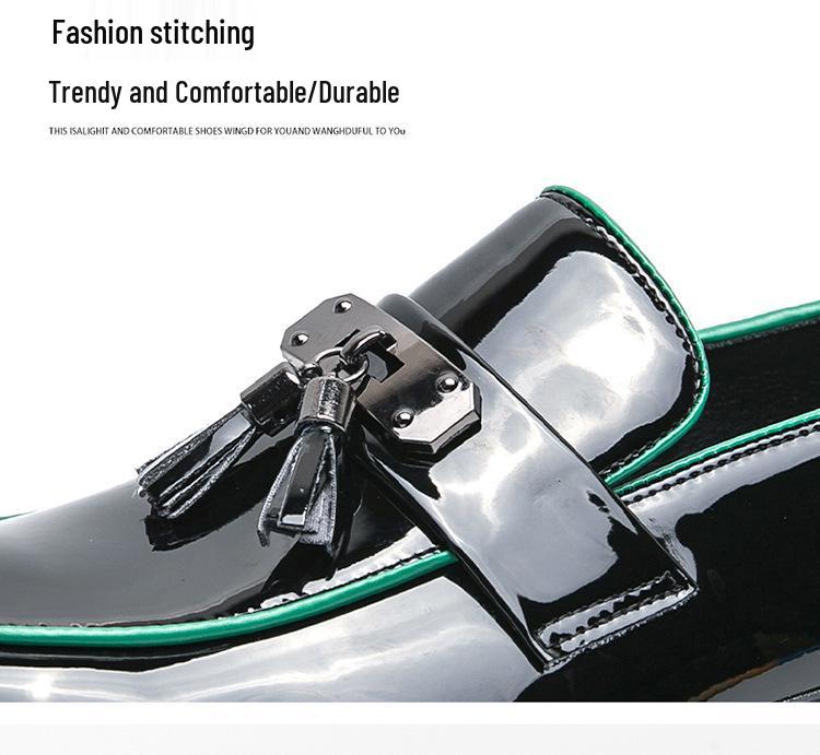 Men's Brogue Casual Leather Loafers - Comfortable, Breathable, Tassel Slip-on Shoes with Added Height