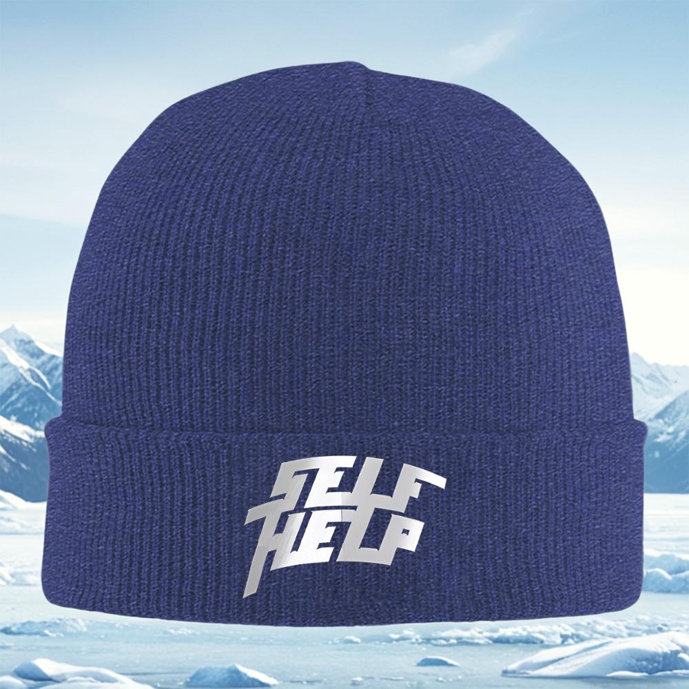 Bold self help white text on black Men Women Unisex Knitted Hat Beanie Pullover Cap Winter Thermal Warm Christmas Outdoor Cyclin