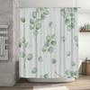 Modern Watercolor Green Leaves Shower Curtain Bathroom Decor Waterproof Liner White/Blue/Green Set (205x183cm)