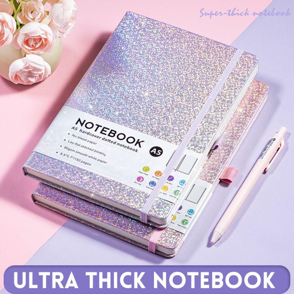 A5 Bling Notebook 192 Lined Pages Sparkle Glitter Journal Notebook Notepad College Ruled Hardcover Notebook for Girls Women