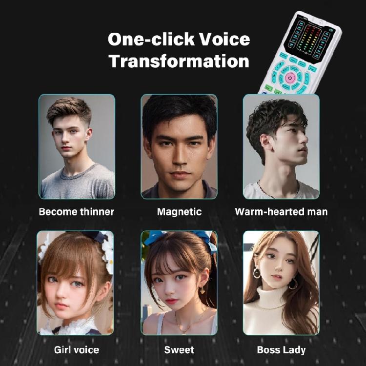 Voice Changer Device With 16 Sound Effect Lighting Handheld Microphone Sound Effects Machine Karaoke Mini Live Broadcast