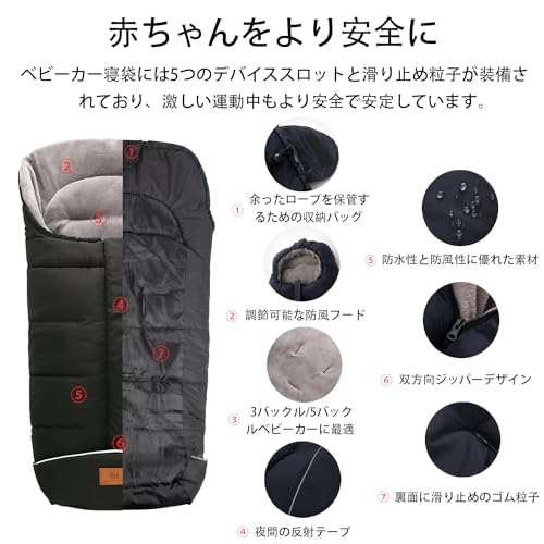 Saco de Dormir para Carrinho, Proteção para os Pés para Carrinho Air Buggy, Quente, Espesso, Seguro, Ajustável, Removível, Design com Zíper Duplo, À Prova de Vento, À Prova de Frio, Água