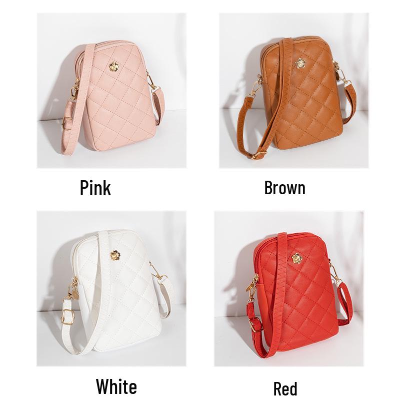Trendy Embroidered Diamond Pattern Crossbody Phone Bag - 2022 Women's Style