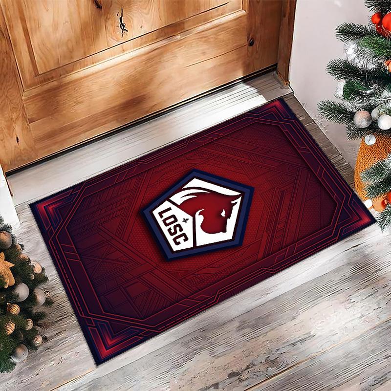 LOSC Lille FC Soccer Football Pattern Soft Area Rug Non Slip Indoor Floor Carpet Sports Decor Mat for Bedroom
