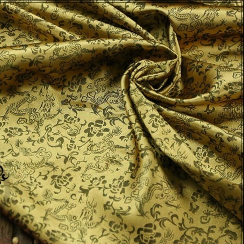 Vintage Dragon Jacquard Silk Brocade Fabric for Kung Fu Uniform Hanfu Tang Suit Traditional Chinese Clothing DIY Craft