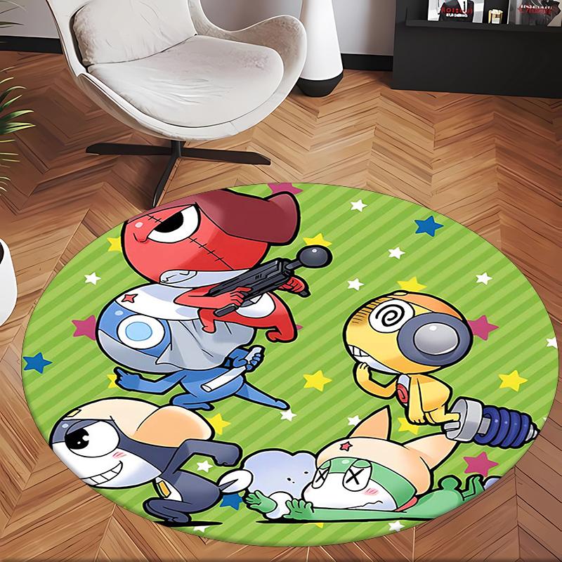 Keroro (1) Round Office Rug Decorative Floor Rug for Office Bedroom Living Room and Home Space