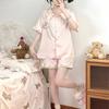 Insert Color Pink Easy Bear Pajamas Women's Summer Doll Collar Short-sleeved Shorts Cardigan Two-piece Girl Loungewear