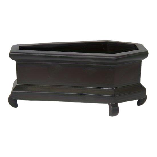 Halloween Casket Planter Gothic Plant Pot Resin Casket Flower Pot for Succulents Home Indoor Shelf Windowsill Decoration