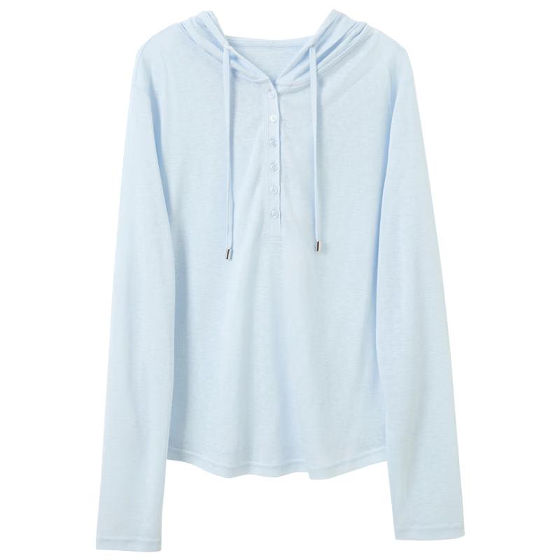Sancai 2026 Spring Loose Hooded Long Sleeve T-Shirt S