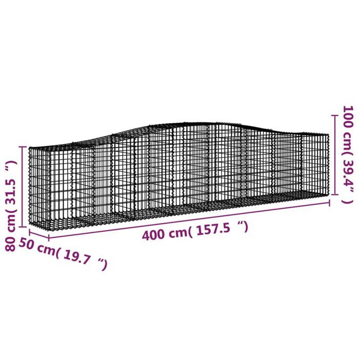 VidaXL 4x Arched Gabion Baskets Arched Gabion Cages Gabion Walls Garden Fences Terrace Outdoor 3145945
