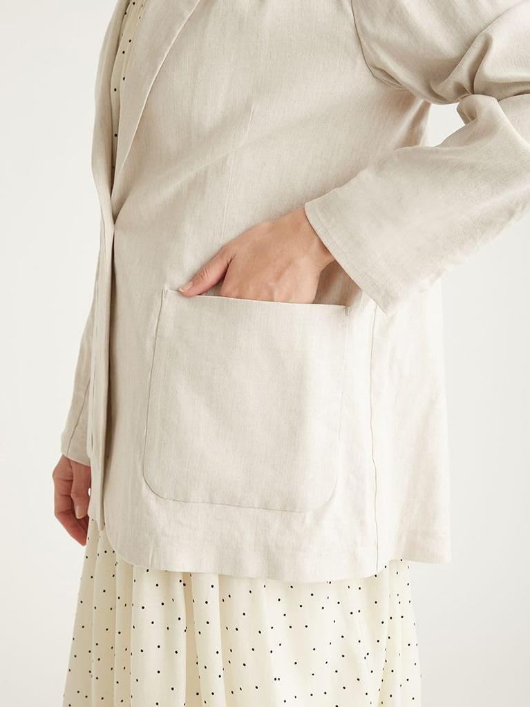 Emi Linen Blend Tailored Jacket 13WFJ252001LBEG1