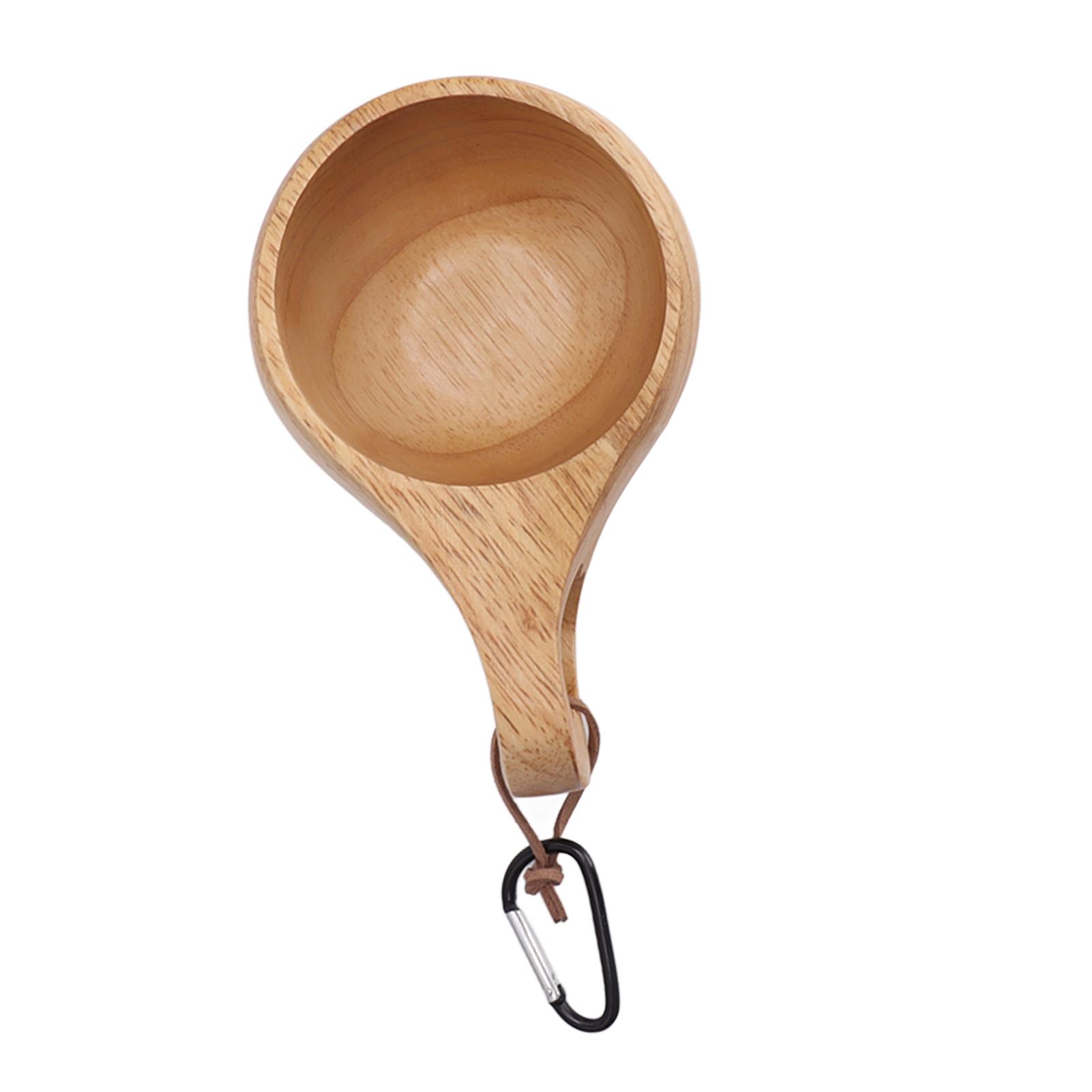 Tasse de camp en bois Bûche Grain de bois unique Tasse en bois portable avec poignée Tasse à boire pour café thé lait