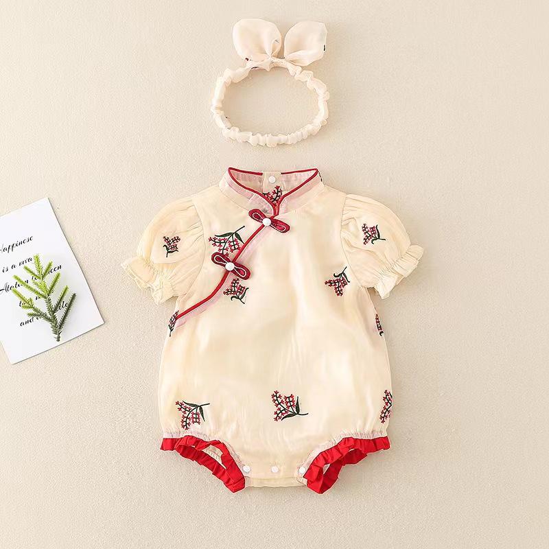 

Baby Girl Cheongsam Romper - Summer Chinese Style Outfit 90 cm