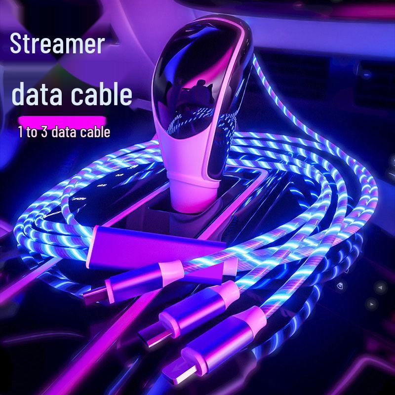 Colorful Luminous Fast Charging Cable with Marquee Light for Apple, Android, and Type-C Devices
