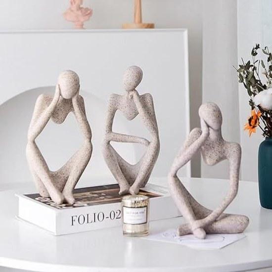 Human ObjectThinking Style - 3 Piece Set Human-shaped Object Figurine Abstract Art Modern Interior Goods Decoration Sculpture Ornament Stylish Compact