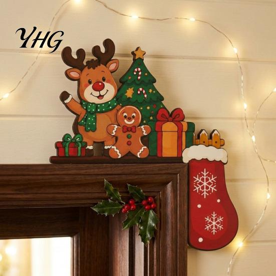 Addobbi Festivi per Angoli della Stanza, Adesivi in Legno a Forma di Topper per Porta di Natale, Decorazione Stagionale per Cornici, Cartello a L per Decorazioni Natalizie per la Casa, Parete