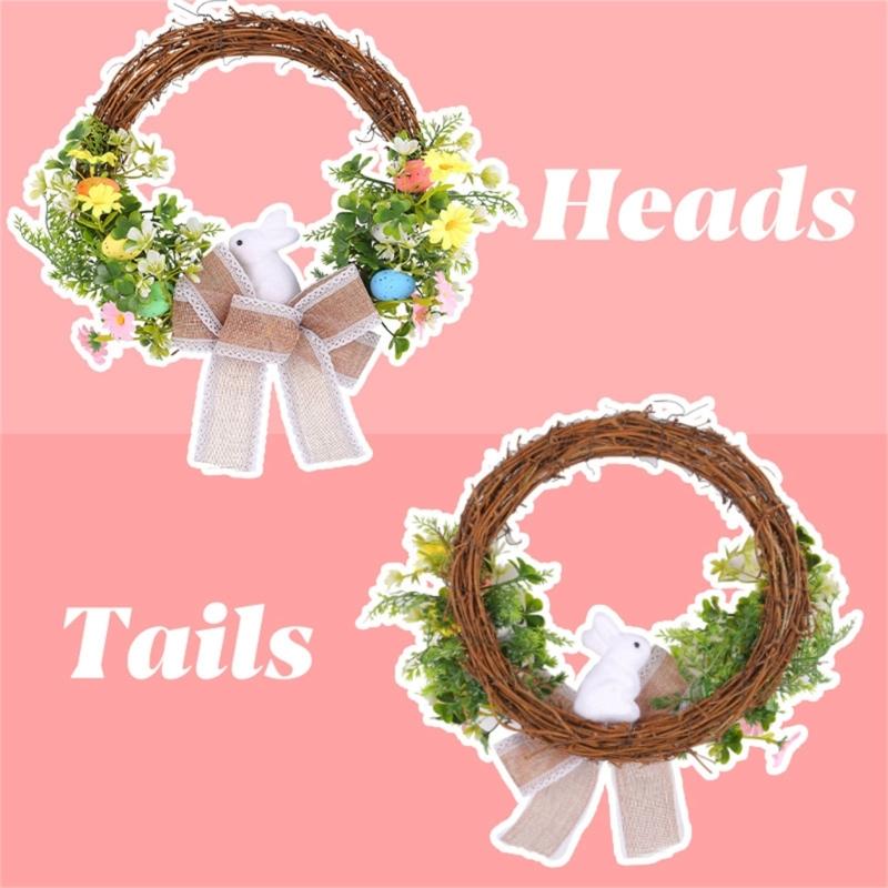 Easter Wreath for Front Door Home Decorations Photoshoots Bowknot Wreath Hanging Decor Easter Rabbit Wreath Ornament