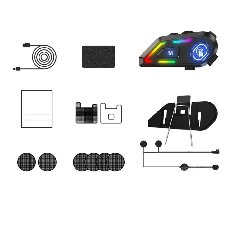 

Advanced Motorcycle Helmets Headsets Sound Device with 16RGB Lights Long Battery and Automatic Call Answering