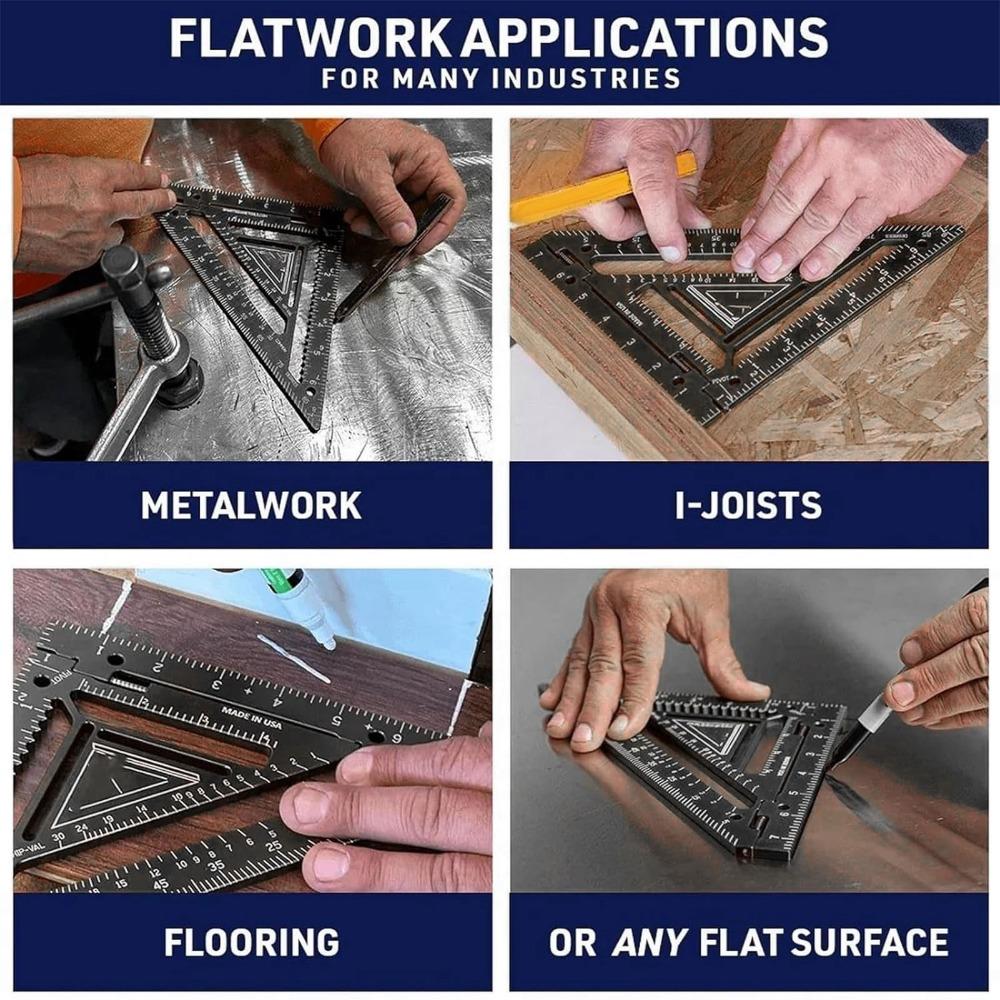 3pcs Black Carpenter Square Aluminium Alloy Framing Square Precise Triangle Ruler Flatwork