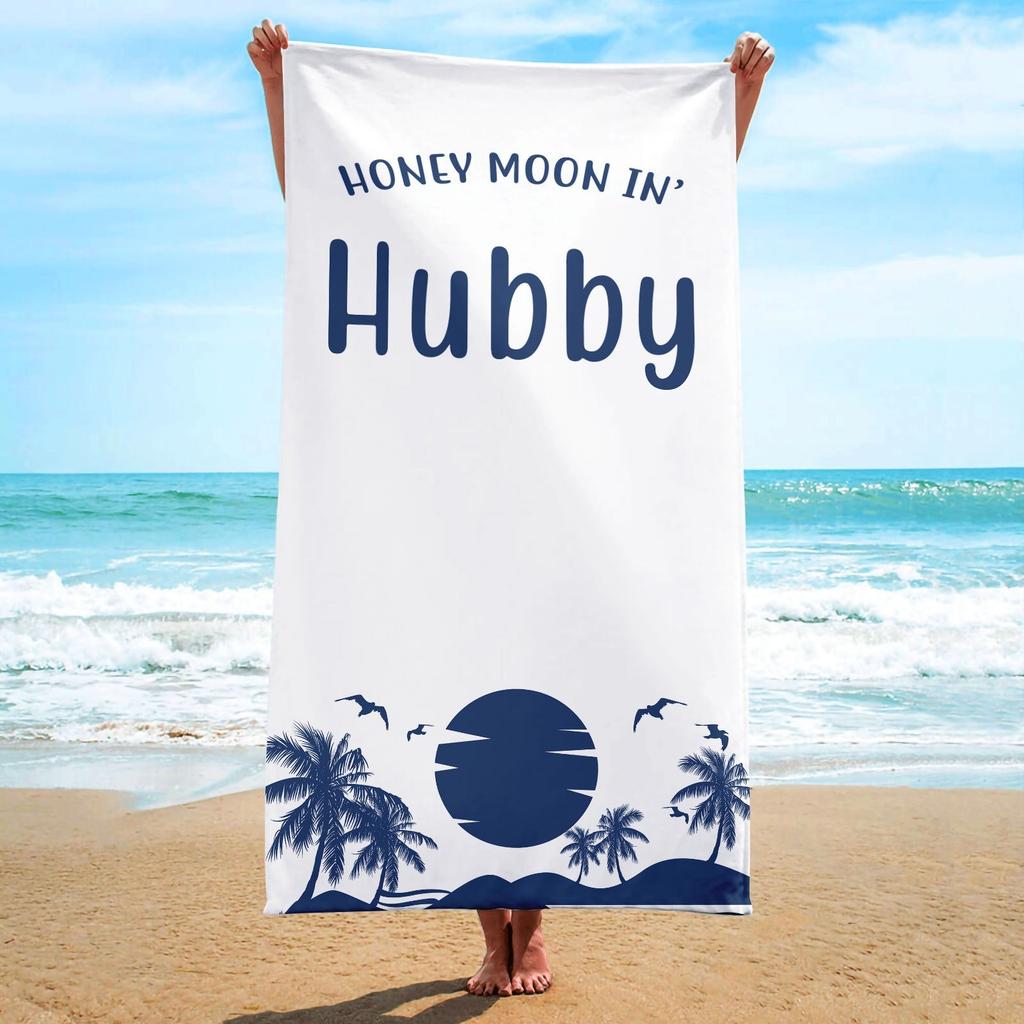 Asciugamano da Spiaggia Coppia Mr e Mrs Regalo Luna di Miele Poliestere Asciugatura Rapida Asciugamano da Bagno Coordinato Matrimonio Anniversario Viaggio Vacanza