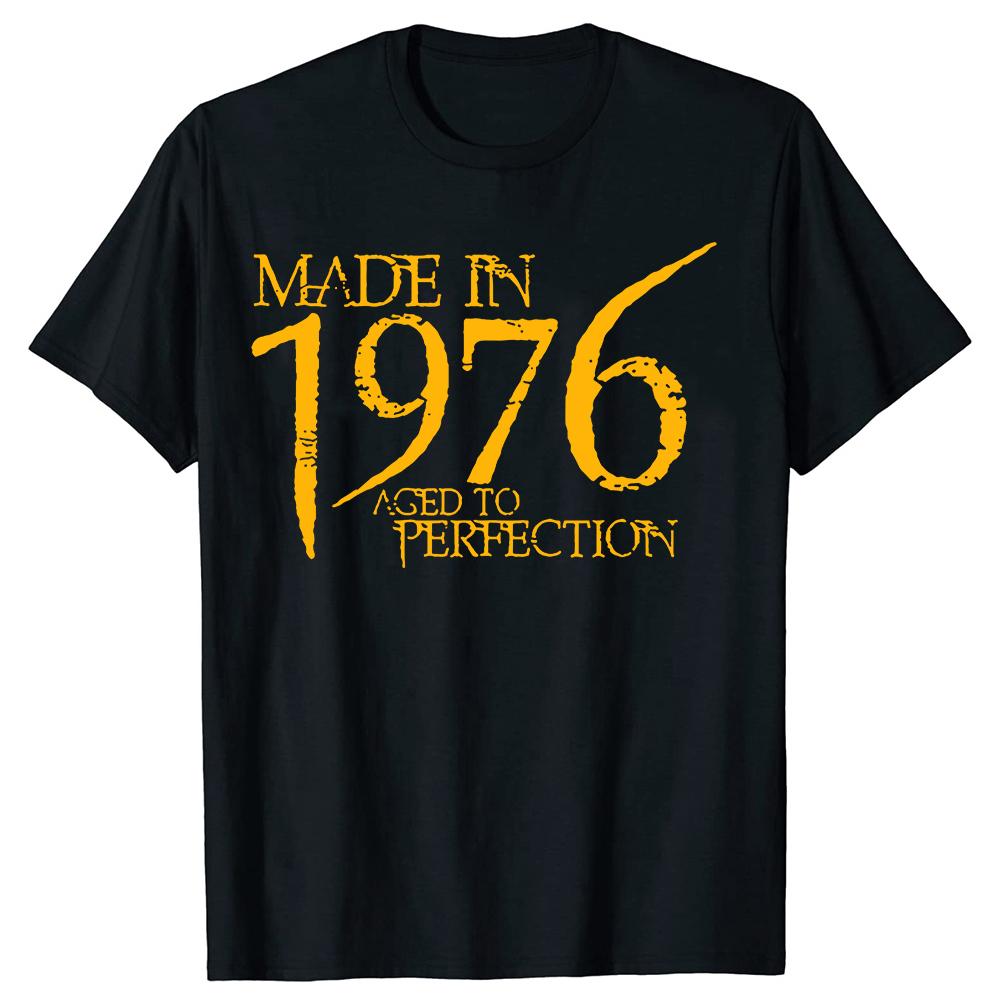 

Vintage Made In 1976 Aged To Perfection T-Shirt Summer Fashion T Shirts Cotton Short Sleeve Oversized Loose T-shirt Tops - Me... S разноцветный