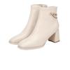 Autumn and Winter New Thick Heel Side Zipper Velvet Fashion Boots Versatile Leather Boots Femininity Women's Thin Boots