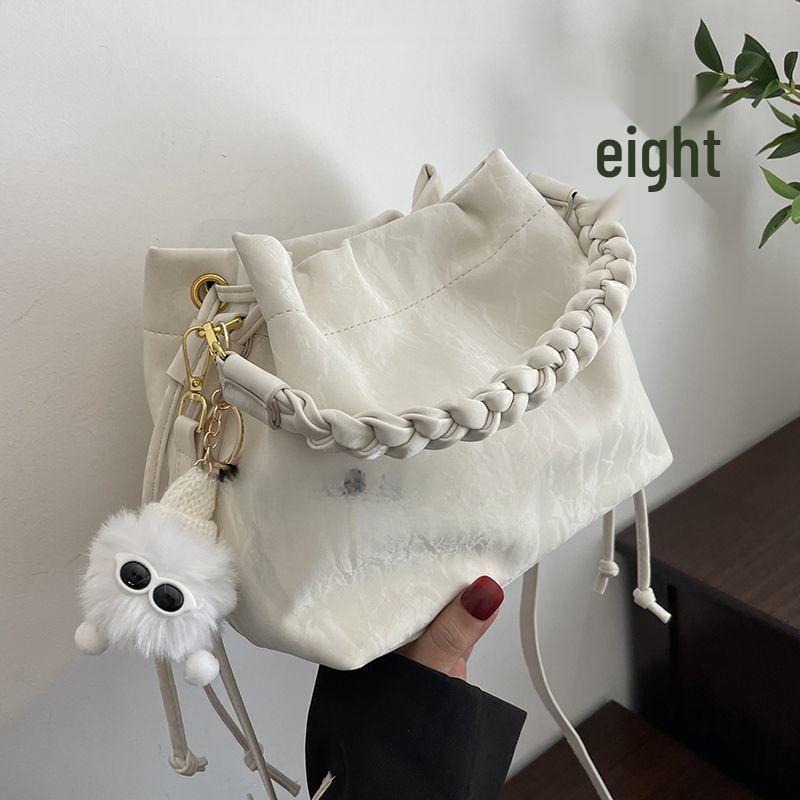 Trendy Pink Velvet Women's Versatile Crossbody Fashion Bucket Handbag