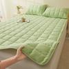 1Pc Brushed Quilted Mattress Topper Singlequeenking Nonslip Solid Color Skinfriendly Plain Mattress Practical Household Product